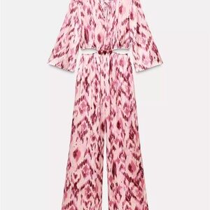 ZARA Pink Patterned Jumpsuit